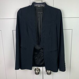 Banana Republic Size 2 XS Black Collarless Blazer Jacket Career Office Corpcore